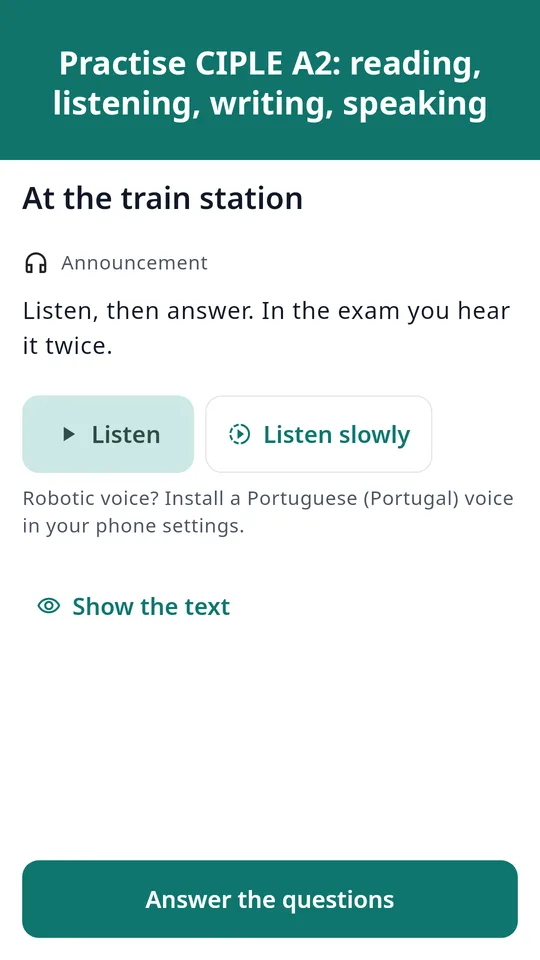 A CIPLE A2 listening task